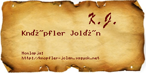 Knöpfler Jolán névjegykártya